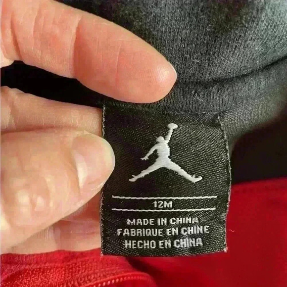 Michael Jordan 23 Kids 12M Full Zip Jacket Red, Black and White - Picture 9 of 9